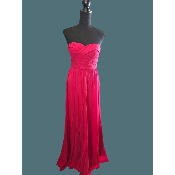 Aidan Mattax Dresses & Skirts - Aidan Mattox Silk Strapless Long Red Pinkish Gown Women Size 4 Formal Prom